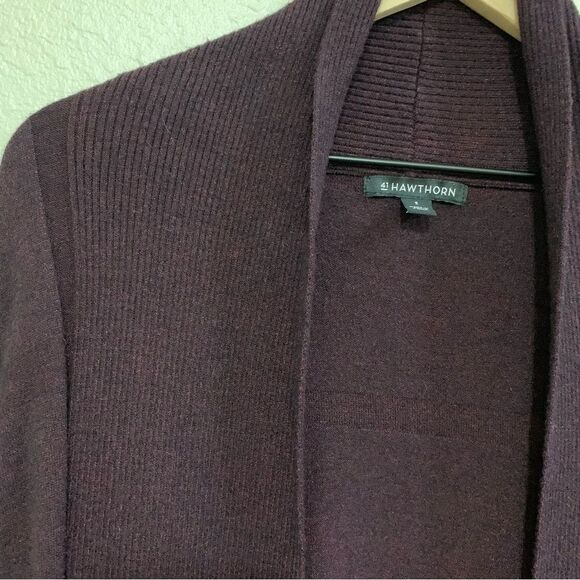 41 HAWTHORN Cardigan women’s small wine purple open front longline. - Picture 4 of 10